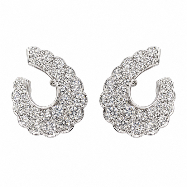 14K Diamond Swirl Earrings